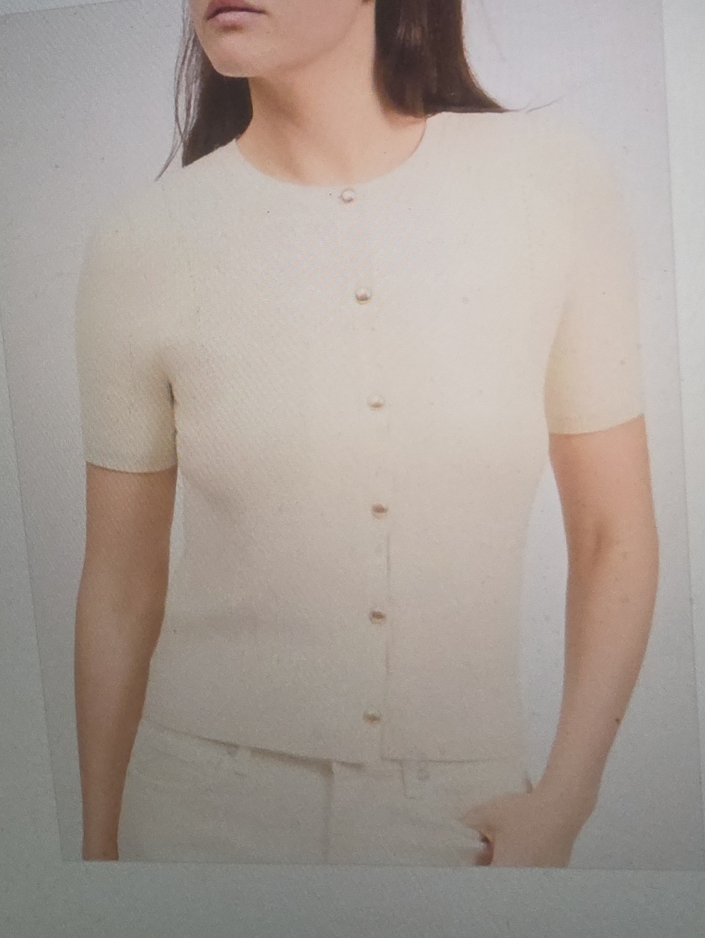 Rag & Bone Plaza Short Sleeve Crop Cardigan Ivory Size L